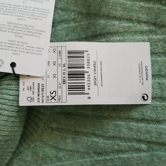 Cute Mango Light Green Princess Puffed Sleeve Barbie Crop Sweater XS - Picture 10 of 11